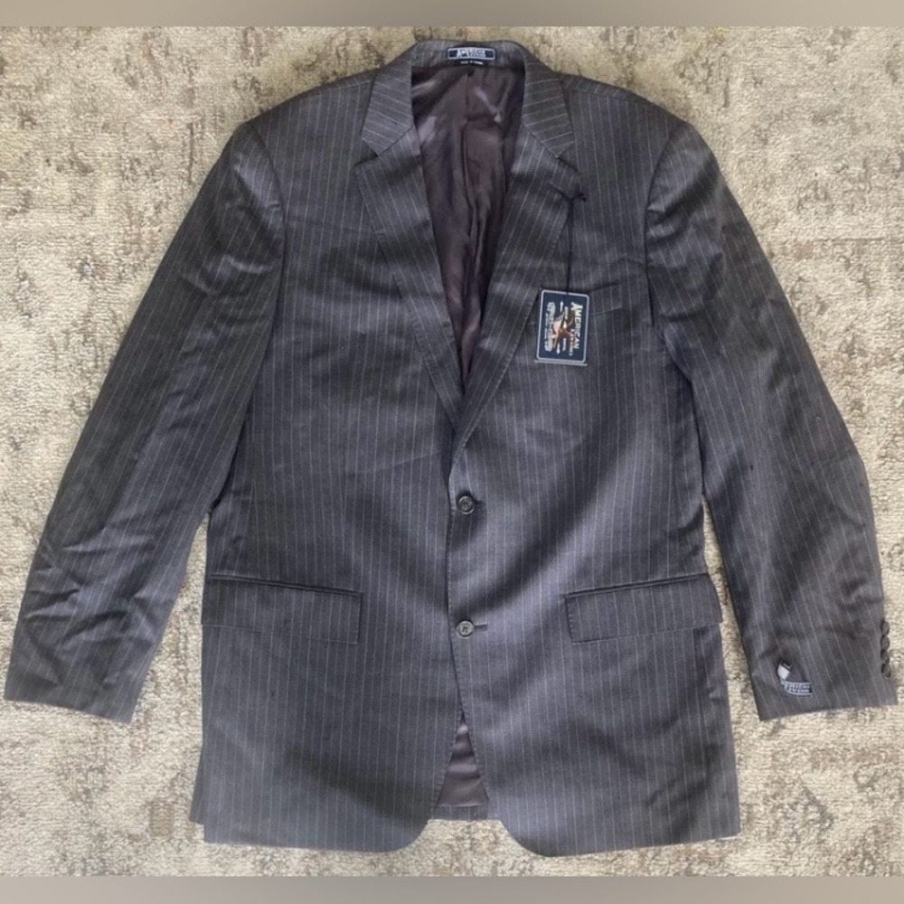 American Living Gray Pinstripe 100% Wool Men’s Blazer 42L NWT